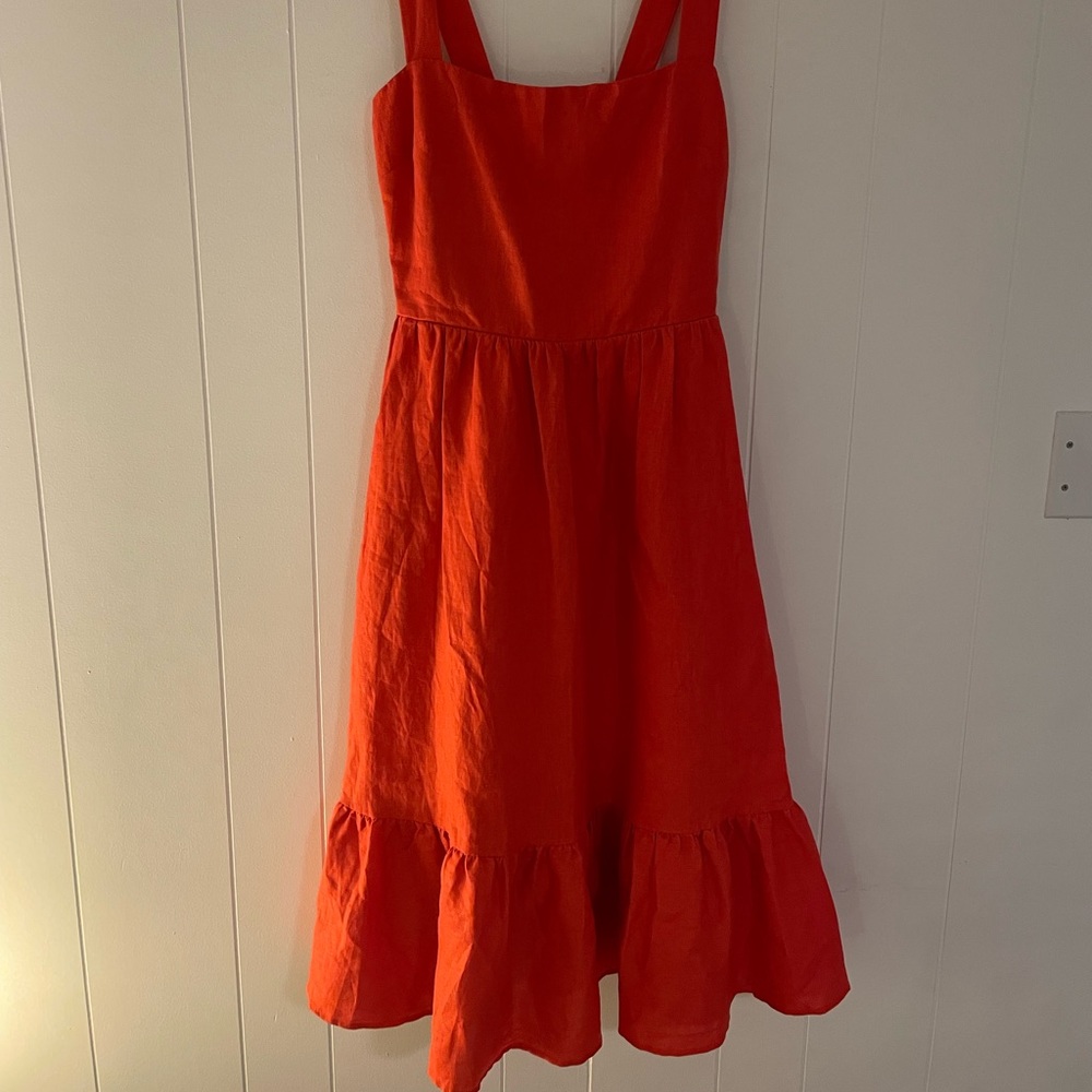 Orangey Red Reformation Linen Dress (pockets!!), Size 6!